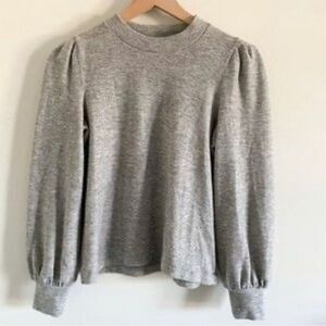 Madewell Women's Puff Sleeve Pullover Sweater Gray Size XS Mock Neck Long Sleeve
